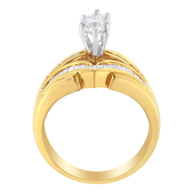 Bids.com 14KT Two-Toned Gold Diamond Cocktail Ring (1 cttw, H-I Color, SI1-SI2 Clarity) Rings