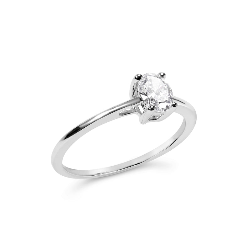 Bids.com 14K White Gold 1/2 Cttw Oval Lab Grown Diamond 4 Prong Solitaire Engagement Ring (F-G Color, VS2-SI1 Clarity) - Size 7 Rings