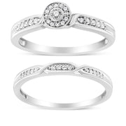 Bids.com .925 Sterling Silver Diamond Accent Frame Twist Shank Bridal Set Ring and Band (I-J Color, I3 Clarity) - Size 7 Rings