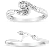 Bids.com .925 Sterling Silver 1/10 Cttw Diamond Swirl and Bypass Bridal Set Ring and Band (I-J Color, I3 Clarity) - Size 7 Rings