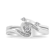 Bids.com .925 Sterling Silver 1/10 Cttw Diamond Swirl and Bypass Bridal Set Ring and Band (I-J Color, I3 Clarity) - Size 7 Rings