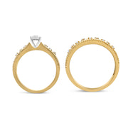 Bids.com 14K Yellow Gold Plated .925 Sterling Silver 1/5 Cttw Diamond Art Deco Style Engagement Ring Bridal Set (I-J Color, I3 Clarity) - Ring Size 7 Rings