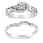 Bids.com .925 Sterling Silver 1/3 Cttw Composite Diamond Frame Bypass Bridal Set Ring and Band (I-J Color, I2-I3 Clarity) - Ring Size 7 Rings