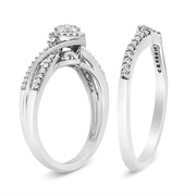 Bids.com .925 Sterling Silver 1/3 Cttw Composite Diamond Frame Bypass Bridal Set Ring and Band (I-J Color, I2-I3 Clarity) - Ring Size 7 Rings