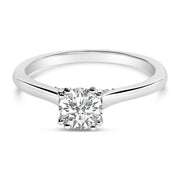 Bids.com 14K White Gold 7/8 Cttw Lab Grown Diamond Solitaire Cathedral Style Engagement Ring (F-G Color, VS1-VS2 Clarity) - Size 5 Rings