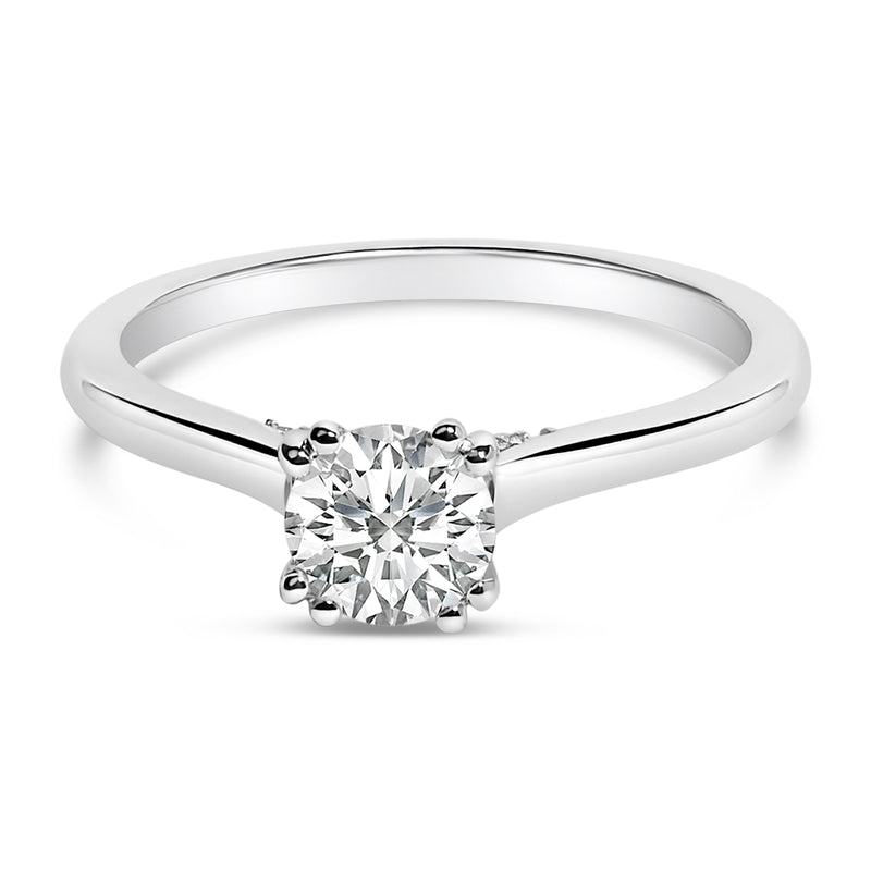 Bids.com 14K White Gold 7/8 Cttw Lab Grown Diamond Solitaire Cathedral Style Engagement Ring (F-G Color, VS1-VS2 Clarity) - Size 5 Rings