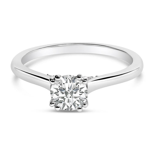 Bids.com 14K White Gold 7/8 Cttw Lab Grown Diamond Solitaire Cathedral Style Engagement Ring (F-G Color, VS1-VS2 Clarity) - Size 5 Rings