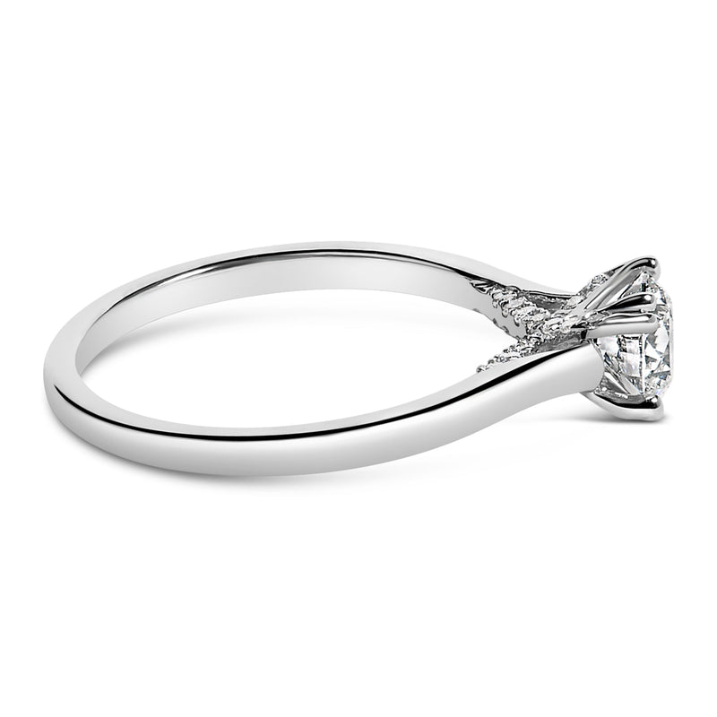 Bids.com 14K White Gold 7/8 Cttw Lab Grown Diamond Solitaire Cathedral Style Engagement Ring (F-G Color, VS1-VS2 Clarity) - Size 5 Rings