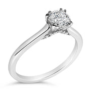 Bids.com 14K White Gold 7/8 Cttw Lab Grown Diamond Solitaire Cathedral Style Engagement Ring (F-G Color, VS1-VS2 Clarity) - Size 5 Rings