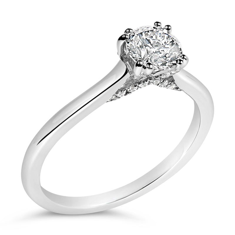 Bids.com 14K White Gold 7/8 Cttw Lab Grown Diamond Solitaire Cathedral Style Engagement Ring (F-G Color, VS1-VS2 Clarity) - Size 5 Rings