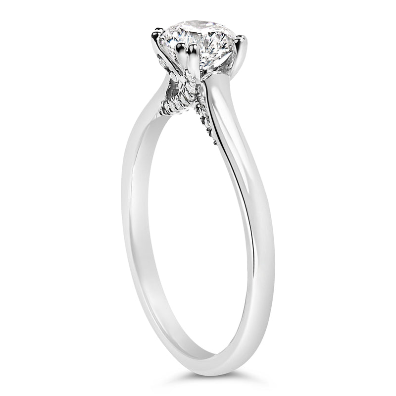 Bids.com 14K White Gold 7/8 Cttw Lab Grown Diamond Solitaire Cathedral Style Engagement Ring (F-G Color, VS1-VS2 Clarity) - Size 5 Rings