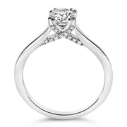 Bids.com 14K White Gold 7/8 Cttw Lab Grown Diamond Solitaire Cathedral Style Engagement Ring (F-G Color, VS1-VS2 Clarity) - Size 5 Rings