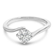 Bids.com 14K White Gold 4/5 Cttw Round Lab Grown Diamond Bypass Solitaire Engagement Ring (F-G Color, VS1-VS2 Clarity) - Ring Size 5 Rings
