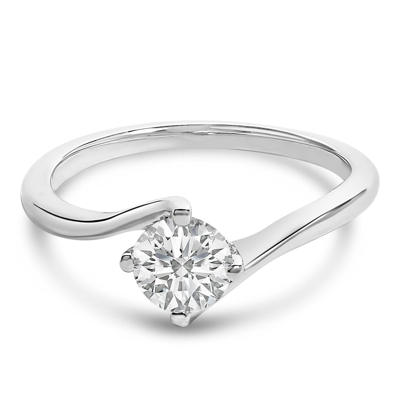 Bids.com 14K White Gold 4/5 Cttw Round Lab Grown Diamond Bypass Solitaire Engagement Ring (F-G Color, VS1-VS2 Clarity) - Ring Size 5 Rings