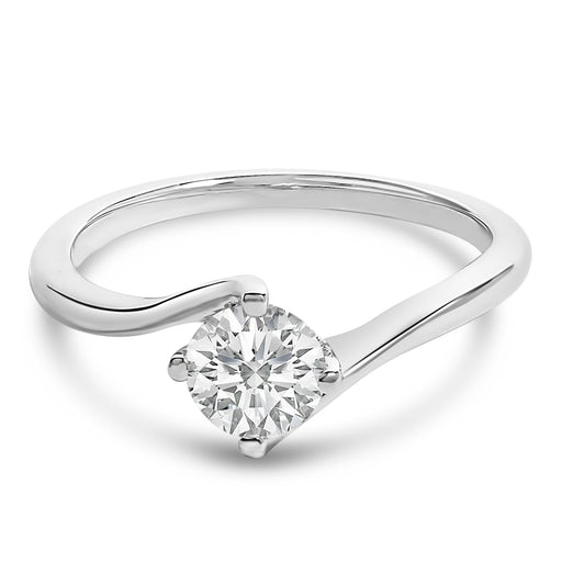 Bids.com 14K White Gold 4/5 Cttw Round Lab Grown Diamond Bypass Solitaire Engagement Ring (F-G Color, VS1-VS2 Clarity) - Ring Size 5 Rings