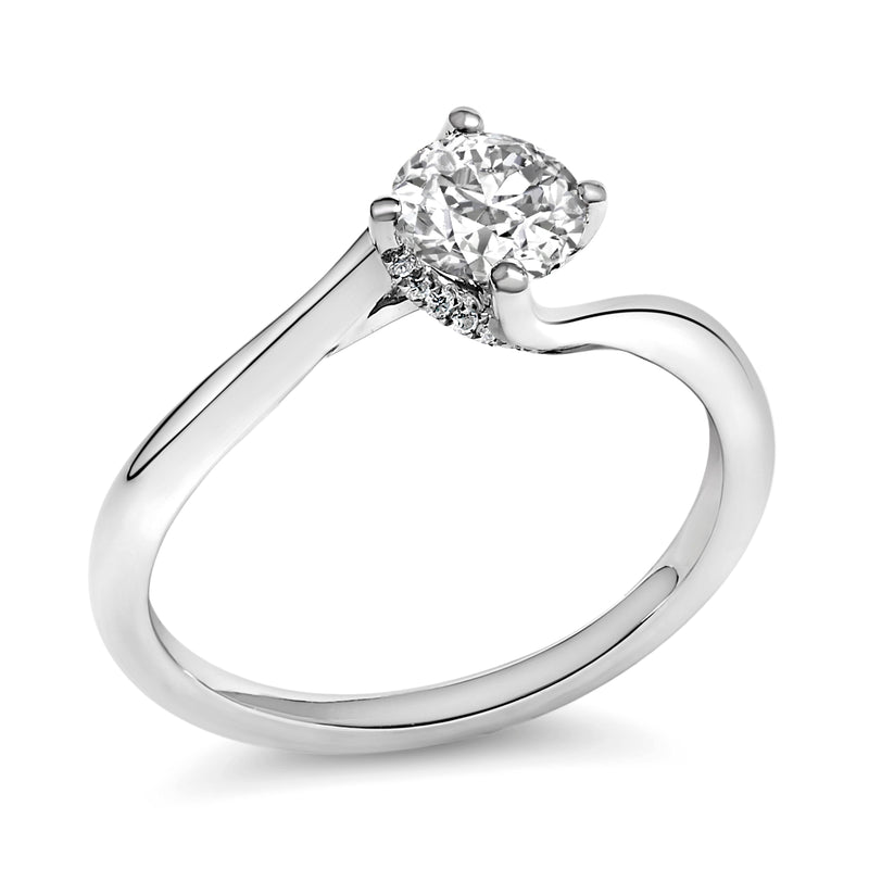 Bids.com 14K White Gold 4/5 Cttw Round Lab Grown Diamond Bypass Solitaire Engagement Ring (F-G Color, VS1-VS2 Clarity) - Ring Size 5 Rings