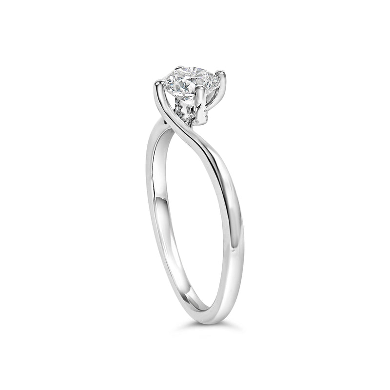 Bids.com 14K White Gold 4/5 Cttw Round Lab Grown Diamond Bypass Solitaire Engagement Ring (F-G Color, VS1-VS2 Clarity) - Ring Size 5 Rings