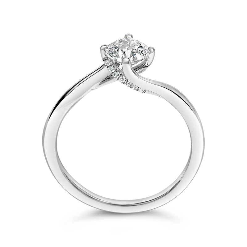 Bids.com 14K White Gold 4/5 Cttw Round Lab Grown Diamond Bypass Solitaire Engagement Ring (F-G Color, VS1-VS2 Clarity) - Ring Size 5 Rings