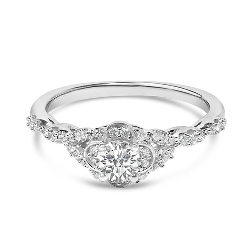Bids.com 14K White Gold 1/2 Cttw Lab Grown Diamond Vintage Style Engagement Ring (F-G Color, VS1-VS2 Clarity) - Size 7 Rings