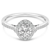 Bids.com 14K White Gold 1.00 Cttw Lab-Grown Diamond Oval Shaped Halo Engagement Ring (F-G Color, VS1-VS2 Clarity) - Ring Size 7 Rings