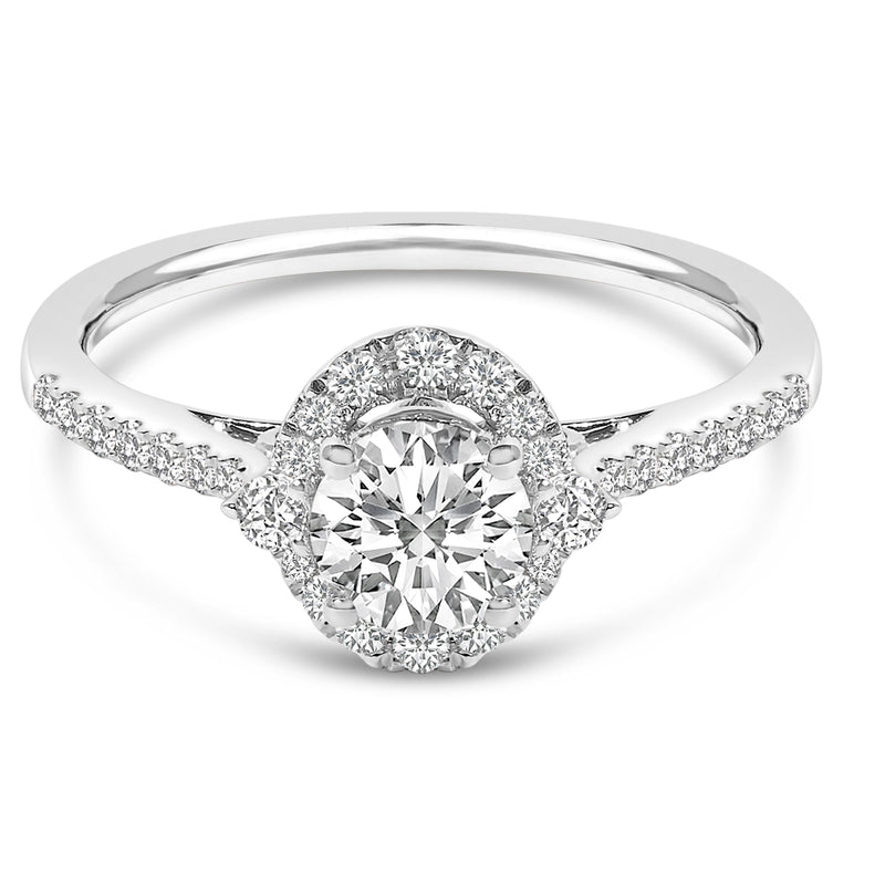 Bids.com 14K White Gold 1.00 Cttw Lab-Grown Diamond Oval Shaped Halo Engagement Ring (F-G Color, VS1-VS2 Clarity) - Ring Size 7 Rings