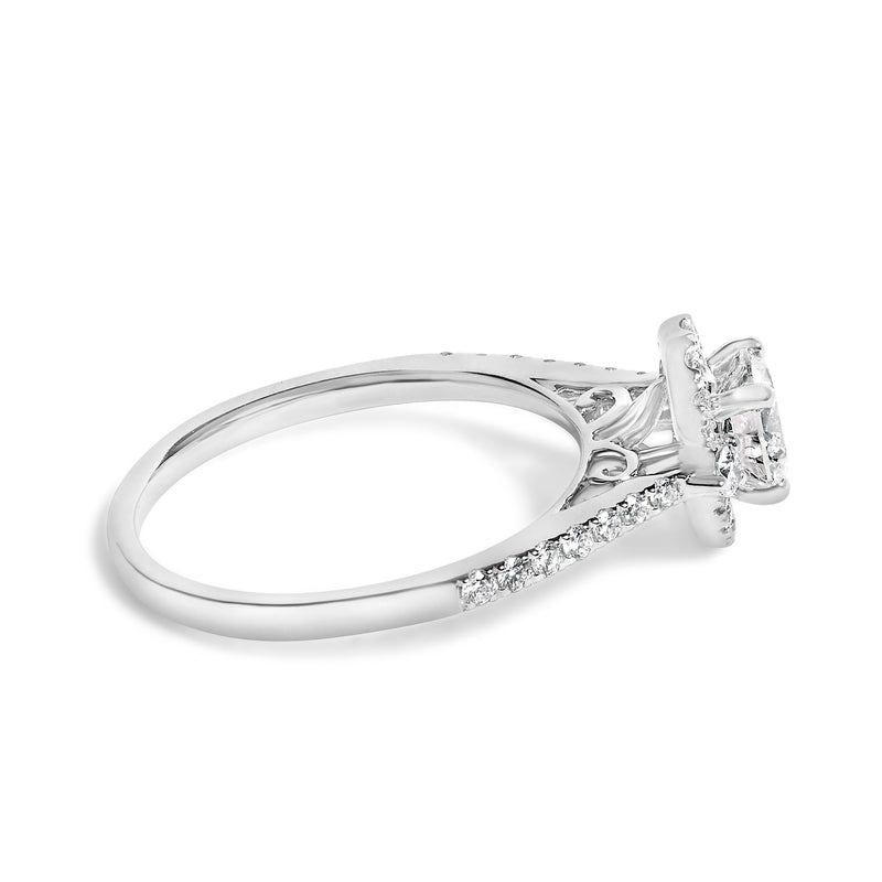 Bids.com 14K White Gold 1.00 Cttw Lab-Grown Diamond Oval Shaped Halo Engagement Ring (F-G Color, VS1-VS2 Clarity) - Ring Size 7 Rings