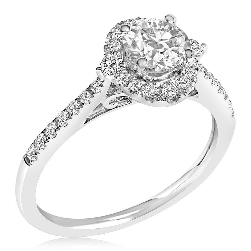 Bids.com 14K White Gold 1.00 Cttw Lab-Grown Diamond Oval Shaped Halo Engagement Ring (F-G Color, VS1-VS2 Clarity) - Ring Size 7 Rings