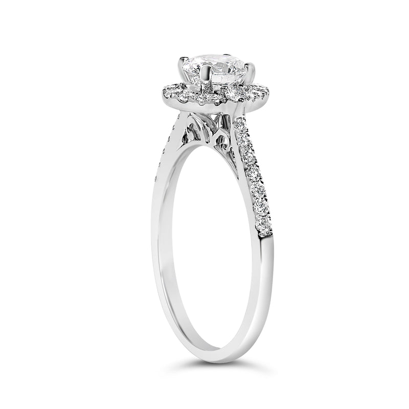 Bids.com 14K White Gold 1.00 Cttw Lab-Grown Diamond Oval Shaped Halo Engagement Ring (F-G Color, VS1-VS2 Clarity) - Ring Size 7 Rings
