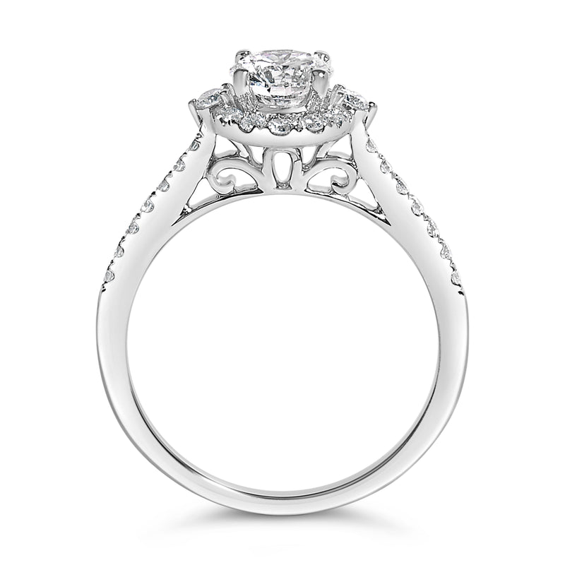 Bids.com 14K White Gold 1.00 Cttw Lab-Grown Diamond Oval Shaped Halo Engagement Ring (F-G Color, VS1-VS2 Clarity) - Ring Size 7 Rings