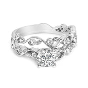 Bids.com 14K White Gold Lab Grown Diamond 1.0 Cttw Vintage Style Engagement Ring and Band Set - Ring Size 5 Rings