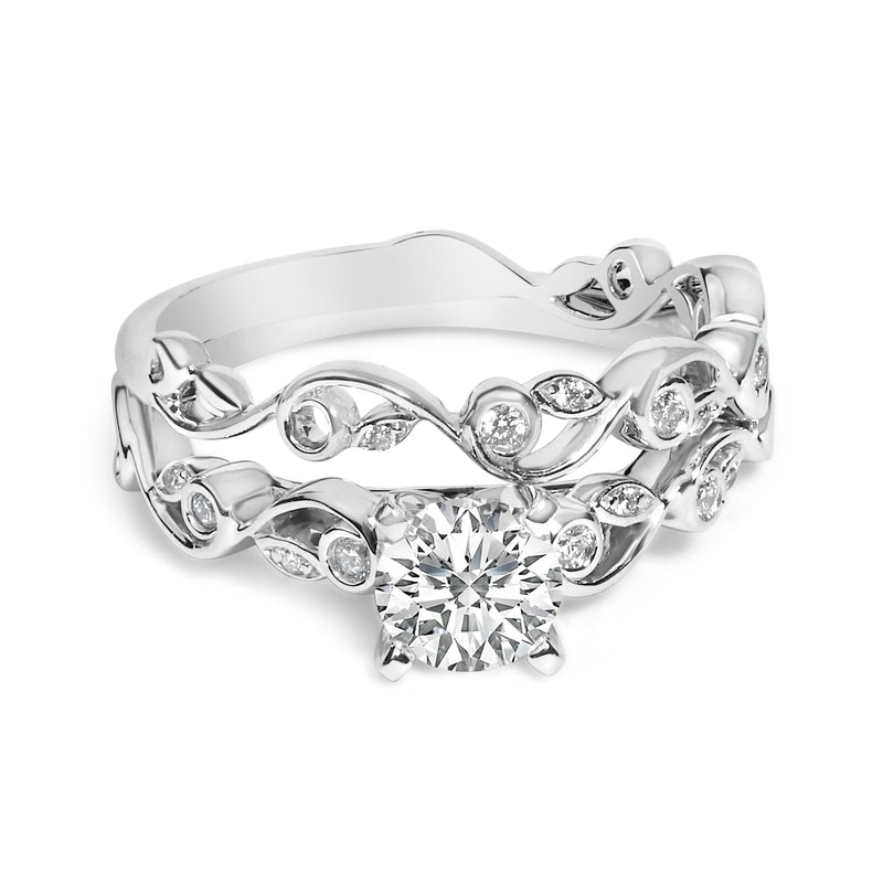 Bids.com 14K White Gold Lab Grown Diamond 1.0 Cttw Vintage Style Engagement Ring and Band Set - Ring Size 5 Rings