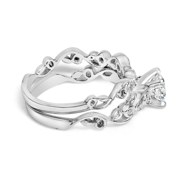 Bids.com 14K White Gold Lab Grown Diamond 1.0 Cttw Vintage Style Engagement Ring and Band Set - Ring Size 5 Rings