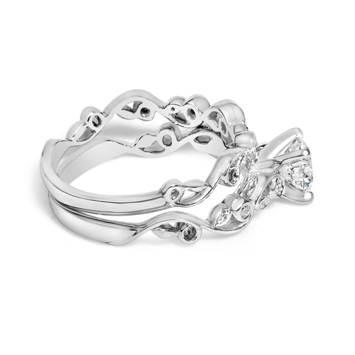 Bids.com 14K White Gold Lab Grown Diamond 1.0 Cttw Vintage Style Engagement Ring and Band Set - Ring Size 5 Rings
