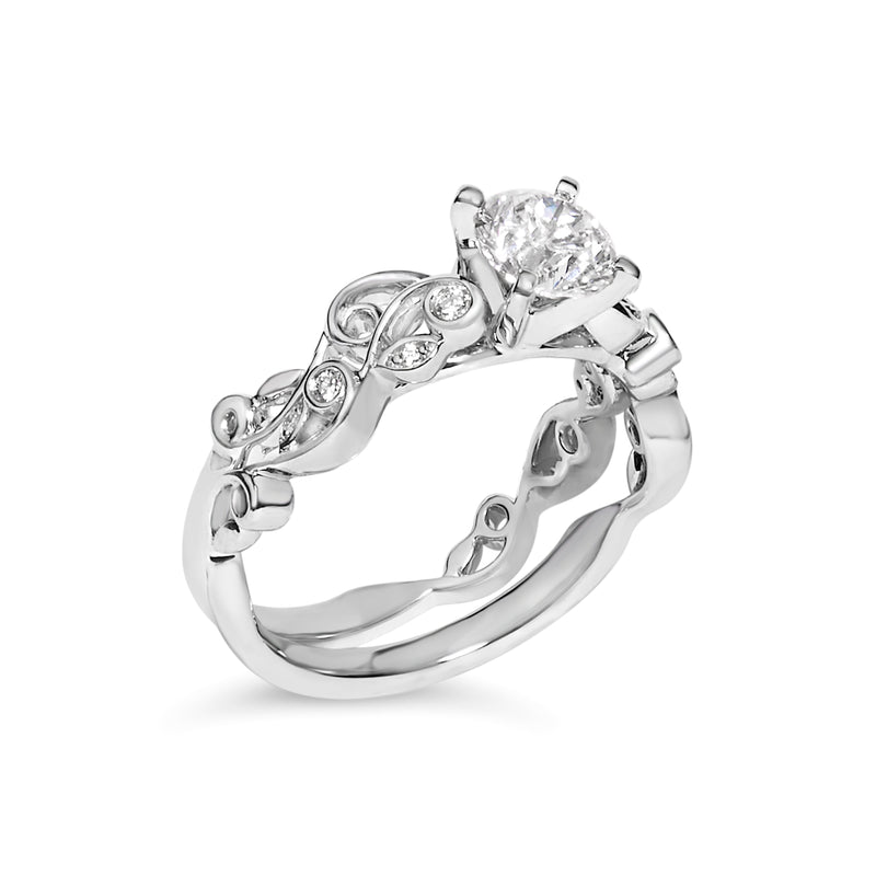 Bids.com 14K White Gold Lab Grown Diamond 1.0 Cttw Vintage Style Engagement Ring and Band Set - Ring Size 5 Rings