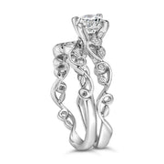 Bids.com 14K White Gold Lab Grown Diamond 1.0 Cttw Vintage Style Engagement Ring and Band Set - Ring Size 5 Rings
