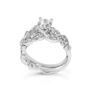 Bids.com 14K White Gold Lab Grown Diamond 1.0 Cttw Vintage Style Engagement Ring and Band Set - Ring Size 5 Rings