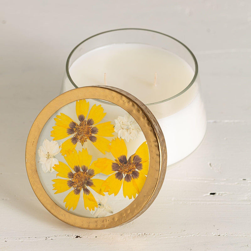 Rosy Rings Honey Tobacco Large Pressed Floral Candle Pressed Floral Candles