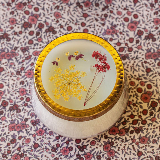 Rosy Rings Spicy Apple Large Pressed Floral Candle Pressed Floral Candles