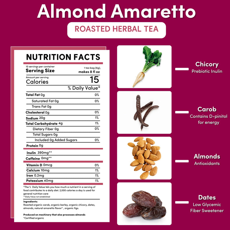 Teeccino Almond Amaretto Roasted Herbal Tea Herbal Tea