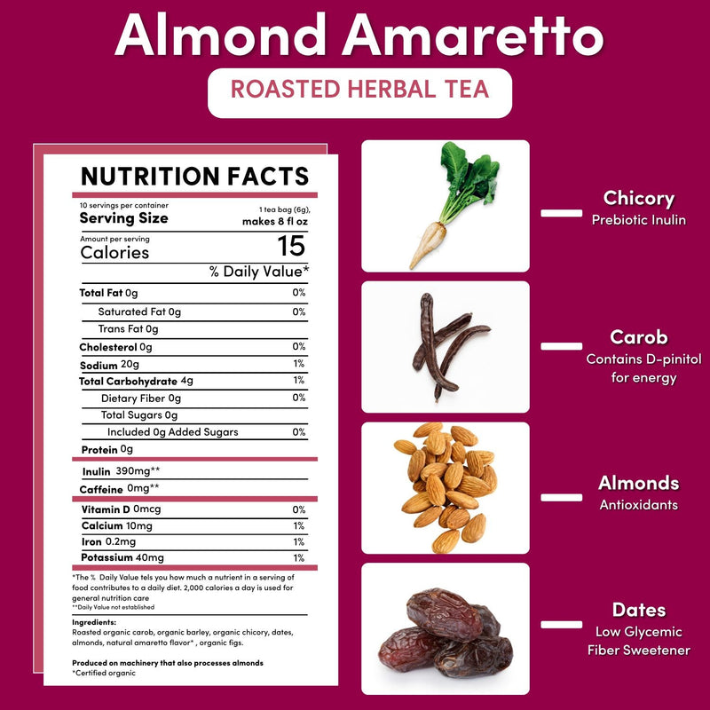 Teeccino Almond Amaretto Roasted Herbal Tea Herbal Tea