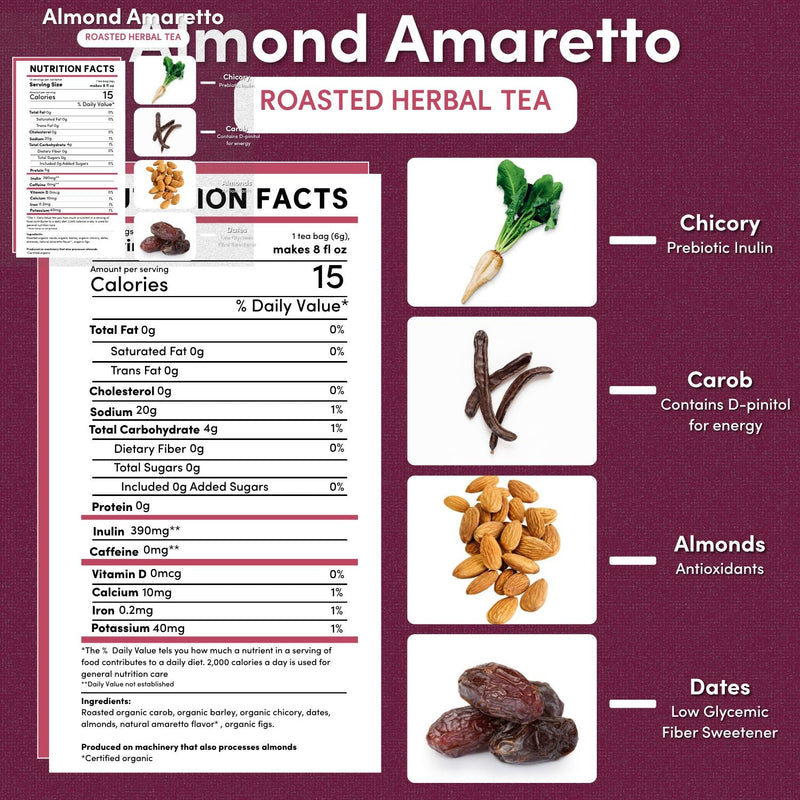 Teeccino Almond Amaretto Roasted Herbal Tea Herbal Tea