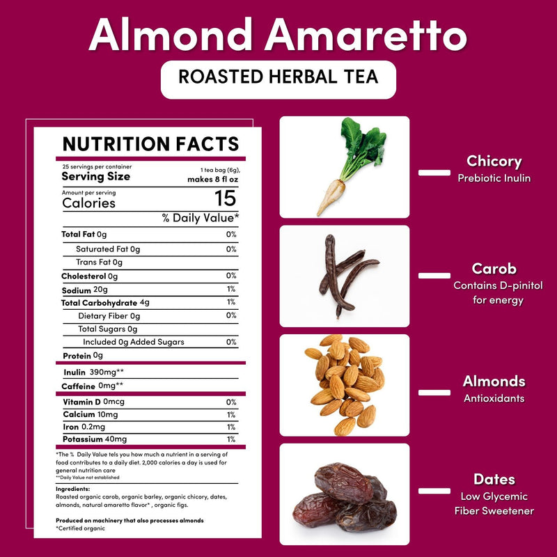 Teeccino Almond Amaretto Roasted Herbal Tea Herbal Tea