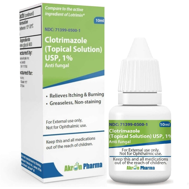 Akorn Akron Pharma Lotrimin AF Clotrimazole 1% – Liquid Topical Solution 10 mL – OTC Skin Care