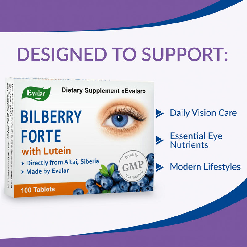 SiberianGreen.com Blueberry Forte with Lutein - 100 Tablets- Vision care and Eye care supplement Herbs