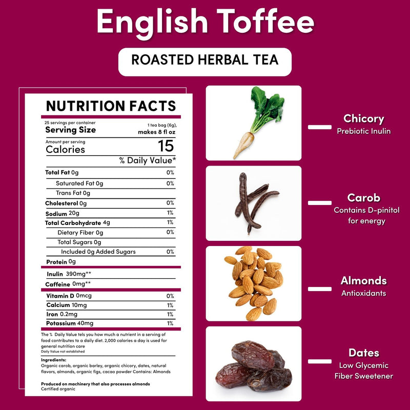 Teeccino English Toffee Roasted Herbal Tea Herbal Tea