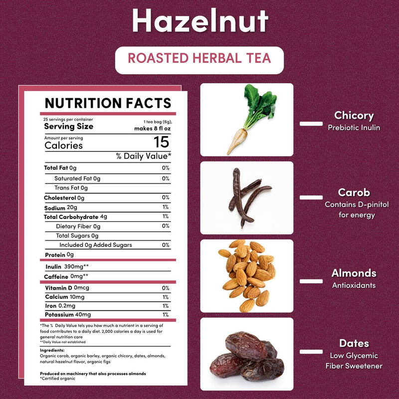 Teeccino Hazelnut Roasted Herbal Tea Herbal Tea