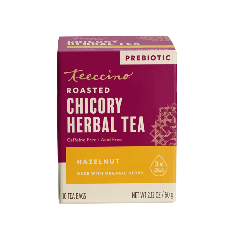 Teeccino Hazelnut Roasted Herbal Tea Herbal Tea Brown 25 tea bags,10 tea bags,50 tagless tea bags
