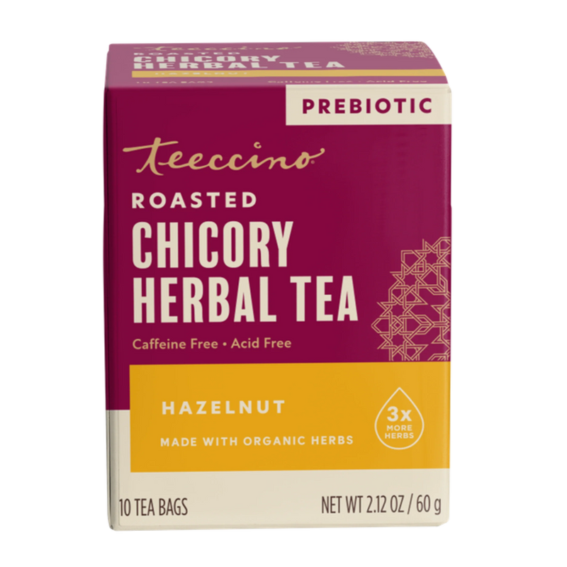 Teeccino Hazelnut Roasted Herbal Tea Herbal Tea Brown 25 tea bags,10 tea bags,50 tagless tea bags