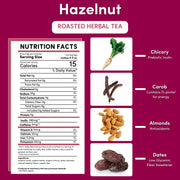 Teeccino Hazelnut Roasted Herbal Tea Herbal Tea Brown 25 tea bags,10 tea bags,50 tagless tea bags
