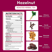 Teeccino Hazelnut Roasted Herbal Tea Herbal Tea Brown 25 tea bags,10 tea bags,50 tagless tea bags
